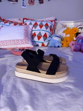 Target Black Platform Sandals with Espadrille Trim